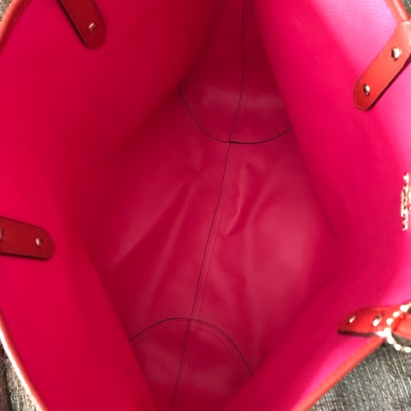 Coach Salmon and fuchsia reversible tote. - Picture 7 of 10